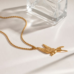 J & D 18K oro Acero inoxidable paz paloma colgante cadena trenzada collar 45 + 5cm - Product Image 3