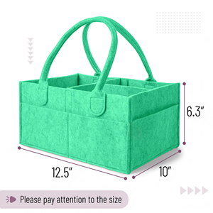 Organizador de Pañales Verde, Cesta Plegable para Bebé con Asa, Bolsa de Fieltro para Pañales, Lista de Regalos para Bebé, Búsqueda y Otros Artículos para Bebé - Product Image 2