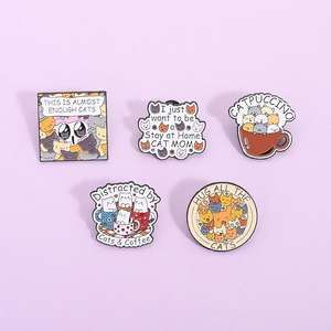 Cartoon Cat Series Pin Niedlich Orange Cat Cup Design Schwarz Ver nickeln für chinesische Neujahr Vatertag Abschluss Neujahr Neujahr - Product Image 2