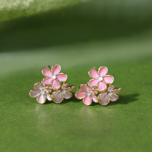 Boucles d'oreilles tendance en acier inoxydable 316L avec placage or PVD, motif fleur rose - Product Image 3