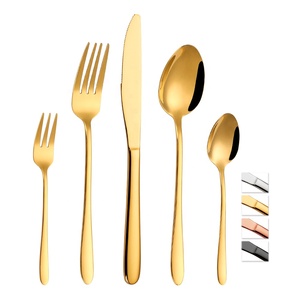 Ensemble de couverts de mariage en or en vente chaude, cuillère, fourchette et couteau en acier inoxydable, ensemble de couverts de restaurant - Product Image 1