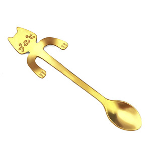 Cuillère à chat en acier inoxydable 304, cuillère à mélanger de dessin animé pour café, desserts, gâteaux, qualité alimentaire - Product Image 5