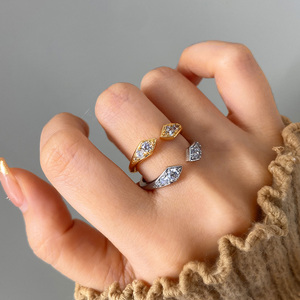 Open Style <b>Ring</b> 18K <b>Gold</b> Plated Minimalist Jewelry Paved Zircon Cobra Head Design <b>Rings</b> for Women - Product Image 2