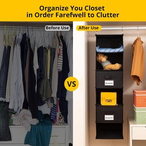 Hanging Closet Organizer 6 Shelves With Drawers And Pockets For Clothes <b>Shoes</b> Bedroom <b>Storage</b> Fabric Non Woven Material - Product Image 5