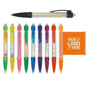 販促用プラスチックバナーペン、バナー付きカスタマイズロゴ広告プラスチックペン、卸売バナーペン