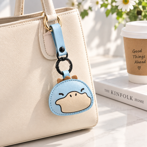 <b>Cute</b> Animal PU Leather Keychain Oval Shape With Spring Hook For Bag Charm Lightweight Carabiner <b>Keyring</b> Multi Color Options - Product Image 3