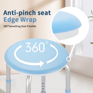 <b>Adjustable</b> <b>Height</b> Aluminum Alloy Shower <b>Stool</b> With Shower Head Holder Blue Bathroom Safety Equipment - Product Image 2