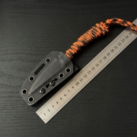 Couteau à lame fixe 440C Full Tang léger et durable pour la survie en plein air, le camping et la chasse, manche en corde de nylon noir enduit