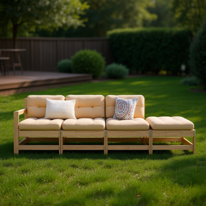 Ensemble de salon de jardin en bois de pin massif, design modulaire, mobilier d'extérieur 4 places - Product Image 2