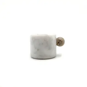NANWEI Carrara Sphärischer Griff Künstlerisches Geschenk 150ml Carrara White Marble Tea Kaffeetasse