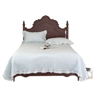 Parure de lit en dentelle rococo française, couleur unie, en soie naturelle et coton, couette douce et agréable pour la peau, moderne, pour lit King Size, usage domestique - Fille, 200TC - Product Image 5