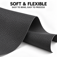 Cuir synthétique PVC noir classique, avec support non tissé, imperméable, gaufré, simili cuir pour l'ameublement intérieur de voiture et la sellerie