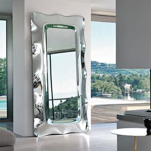 Dalga ayna dekoratif duvar aynası Sparkle el yapımı eğimli dekor ayna çarpıcı gümüş bitmiş Modern metal duvar sanatı - Product Image 3