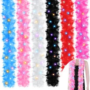 12 Pcs Plume Boas 2 Yards 38 Grammes Coloré LED Lumières Boas Plume Écharpe pour Artisanat Femmes Robe Costume De Noël - Product Image 1