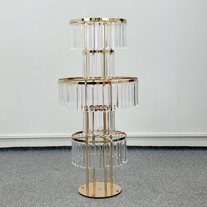 Décorations de centres de table pour mariage Vases à fleurs hauts de qualité supérieure Support à fleurs en cristal doré à 4/5 niveaux - Product Image 2