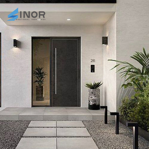 Prix d'usine Porte d'entrée Pivot Aluminium Entrée moderne Bois massif Conception principale 3d Intérieur Verre Bas Prix - Product Image 6
