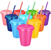Gobelets en plastique réutilisables avec pailles et couvercles : Gobelets isothermes de 16 oz pour café glacé, gobelets de voyage à paillettes pour enfants