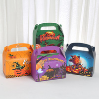 Sac fourre-tout rectangulaire personnalisé pour Halloween, imprimé citrouille, en carton blanc, pour emballage de desserts et cadeaux de fêtes, avec pelliculage mat