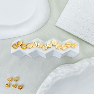 Emanco Perline Charm Rotonde in Acciaio Inossidabile Placcato Oro 14KPVD con <span class=keywords><strong>Emoji</strong></span>, Simpatici Cartoni Animati, Zampa, Cuore e Zirconi Intarsiati per Fai da Te - Product Image 5