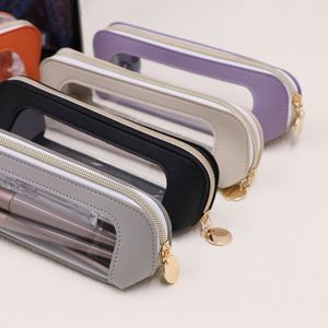 Custom6 COLORS Durable Fashion PVC Zipper Water Resistant <b>Makeup</b> Brushes Pouch <b>Bag</b> <b>Transparent</b> Window Travel Cosmetic Brush Case - Product Image 5