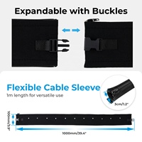 Organizador de Cables de Neopreno Duradero de 1000x100mm, Funda Protectora Antipolvo para Cables, Protector de Cables de Computadora con Hebilla y Cremallera