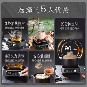 Portable <b>Ceramic</b> Cooktop 1 Burner Electric With <b>Knob</b> Control For Tea Kettle Heating And Cooking MC-HW10W1-002 - Product Image 3