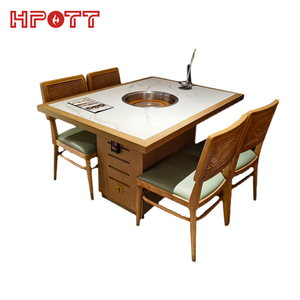 Đá Cẩm Thạch hiện đại lẩu bàn ăn với dookers cảm ứng cho nhà hàng khách sạn hoặc nhà bếp bán buôn vật liệu kim loại - Product Image 2