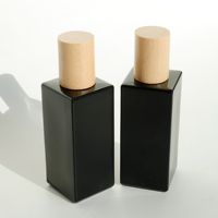 Fabricant de flacons de parfum noirs 50ml 100ml, flacons en verre rectangulaires pour parfum avec bouchon en bois
