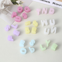 Perles en vrac transparentes en gelée, couleurs variées, à grand trou, lettres de l'alphabet anglais, pour accessoires de fabrication artisanale de cordons et pendentifs de sacs