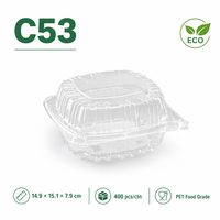 Wegwerp transparante PET voedselveilige dikke clamshell fruitdoos voor blauwe bessen, hamburger, sandwich, noedels, landbouwgebruik C53