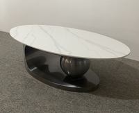Table basse moderne minimaliste en pierre frittée blanche avec support en acier inoxydable pour salon