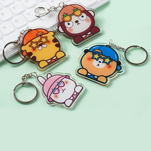Hot Selling Custom Logo Cute Cartoon Plastic Key Chain Animal Photo Clear Printed Acrylic Keychain