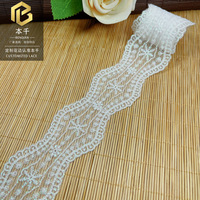LEIXUSI 4,5 cm Dentelle brodée irisée blanche soluble dans l'eau, Bande de dentelle décorative pour vêtements d'enfants et accessoires de ceinture