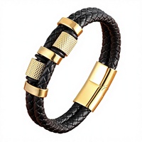 Bracelet en cuir tressé pour homme personnalisé OEM ODM, fermoir en acier inoxydable 316L, bracelet en cuir fait main unisexe