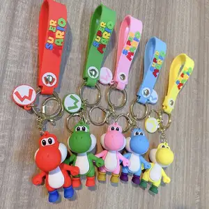 יפה קריקטורה מריו yoshi keychain 3d תיק בובה קישוט מפתח מכונית תליון keychains רך pvc קידום מכירות מתנה keychings