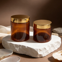 Emballages cosmétiques et alimentaires en gros, pots en plastique PET ambré noir de 100 ml, 150 ml, 200 ml, 250 ml pour crèmes cosmétiques avec couvercles blancs et noirs