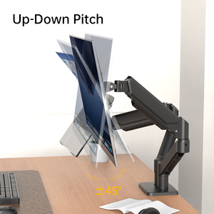 Support double appareil KHCOOHOO Noir pour écrans d'ordinateur portable 17 pouces et moniteur <span class=keywords><strong>32</strong></span> pouces, 10 kg par bras, rotation à 360°, acier, hauteur réglable - Product Image 5