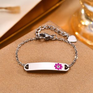 Bracelets personnalisés en acier inoxydable CAIOOCHE avec logo, plaqués or, émaillés, motif fleur, pour enfants et bébés, pour la fabrication de bijoux - Product Image 4