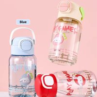 Bouteille d'eau portable en plastique sans BPA, écologique, avec bouton de fermeture à clapet, paille et poignée, idéale pour les voyages, les activités de plein air et l'école
