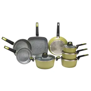 China Wholesale BSCI Custom Logo Eco Friendly Kitchen Pots Pans Cookware Sets Granite Aluminum