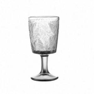 Verre à vin vintage en relief à feuilles françaises-Gobelet à champagne en cristal avec tige élégante pour la maison, la fête, les repas de luxe (Barware) - Product Image 1