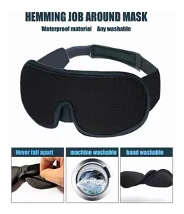 An3d 3D siyah uyku özel göz maskesi buz ipek bellek köpük göz maskesi seyahat uyku göz maskesi ile ayarlanabilir kayış - Product Image 6