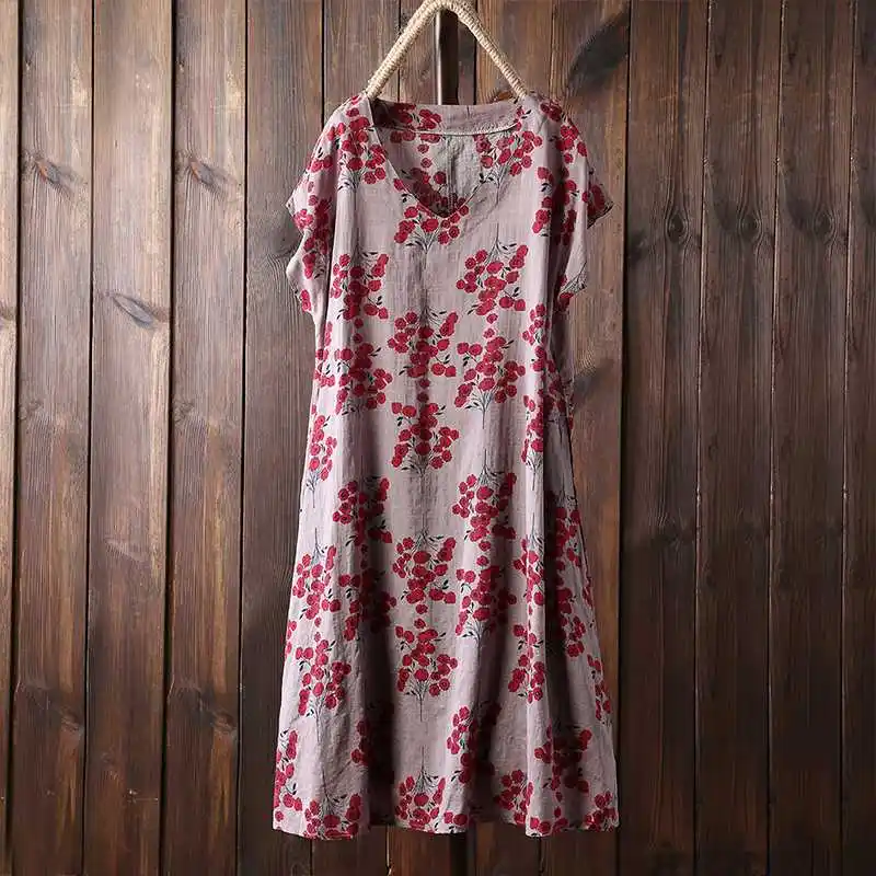 Blusa de manga corta con cuello de pico para verano, camisa informal con estampado Floral Vintage para mujer, 2019