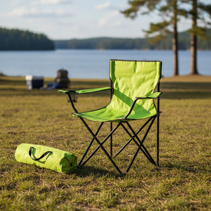 Sedia da Campeggio Pieghevole Verde Chiaro 51x51x83 in Acciaio Leggera e Richiudibile per Pesca Palestra Logo Personalizzato Officina - Product Image 3