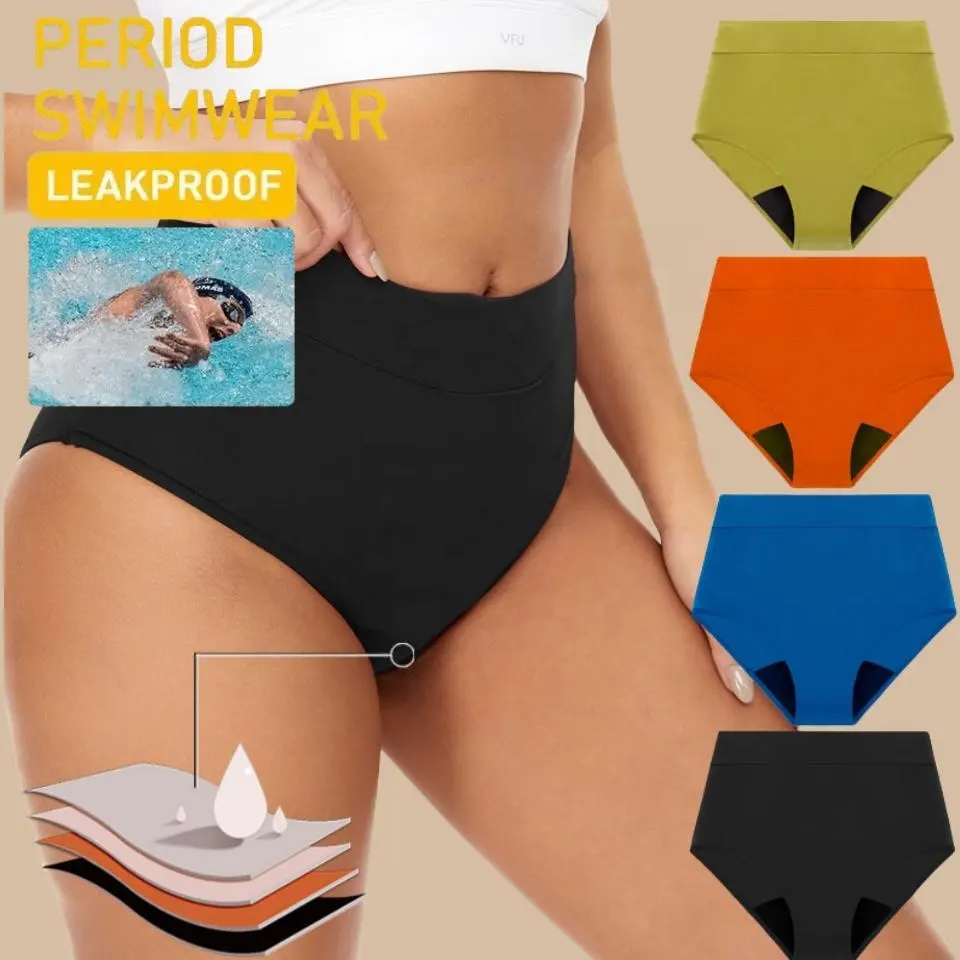 Culotte menstruelle 4 couches Culotte menstruelle Physiologique Étanche Absorbant Période Maillot de bain Natation Sous-vêtements menstruels Culotte