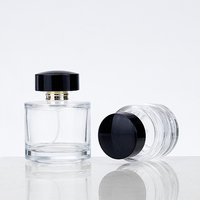 Flacon de parfum en verre transparent cylindrique de luxe de 30 ml avec pulvérisateur à pompe et col en aluminium + plastique PP