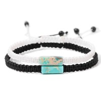 Bracelet en pierre naturelle à motif géométrique, personnalisé, vente en gros, unisexe, bracelet en cordon tressé ciré, ensemble pour homme et femme