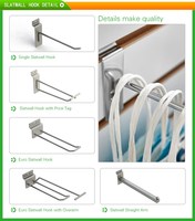 Différentes longueurs Mobile Double fil argenté 6 pouces cascade crochets de panneau perforé Slatwall crochet avec porte-étiquette de prix