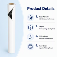 Rouleau de vinyle auto-adhésif PVC noir imprimable éco-solvant, fabricant en gros, taille personnalisée pour la publicité extérieure