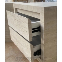 Newstar personnalisé moderne marbre Table d'appoint décor à la maison pilier travertin Table d'appoint naturel carré Cube marbre socle avec tiroir